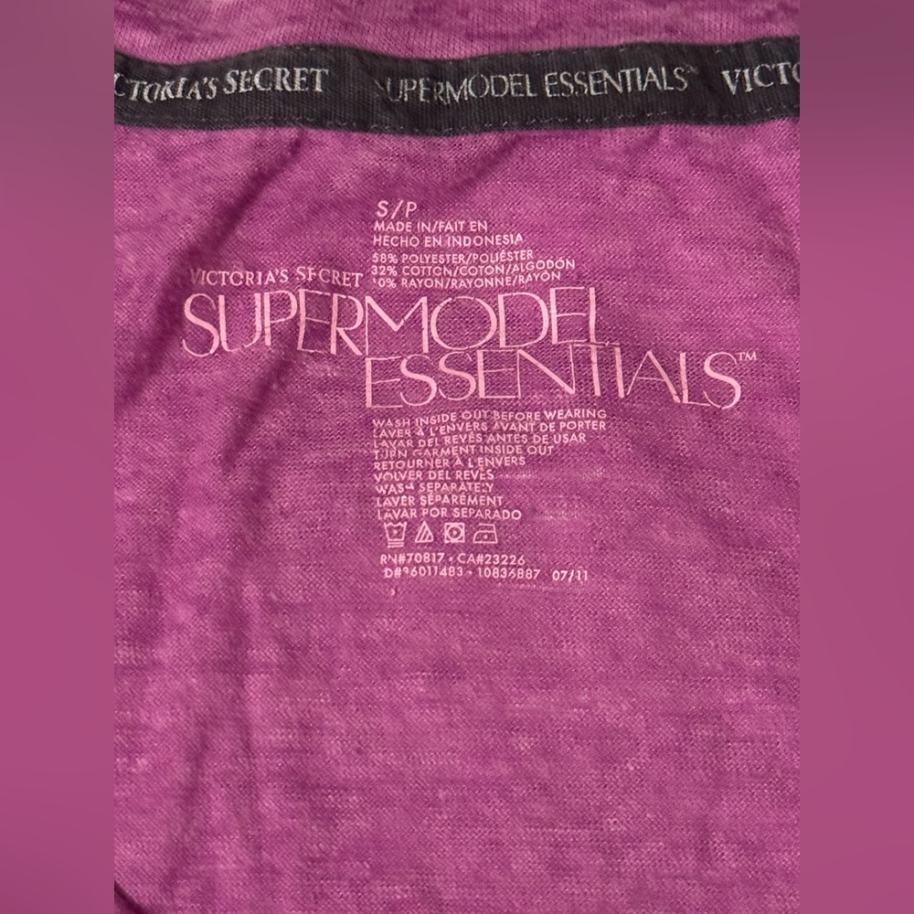Victoria’s Secret Super Model Essentials Shirt Purple Sparkle Sexy Size Small - Picture 4 of 10